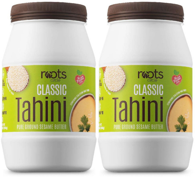 루츠 서클 참깨 타히니 페이스트 | 후무스 타히니 소스 Roots Circle All-Natural Sesame Tahini Paste | 100% Pure Rich & Cr, 2개, 1g