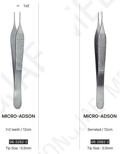 홍재/병원용/의료용/에디슨 포셉/ADSON Forceps/Fine Tips/(06-2062-2)/(06-2262-2), 06-2262-2, 1개