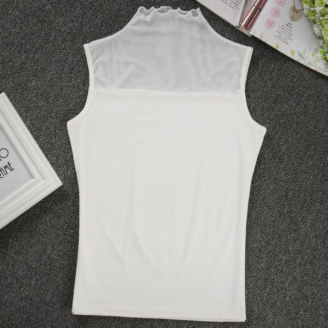 민소매 목폴라 데일리 여성 티셔츠 나시 레이어드 얇은 시스루