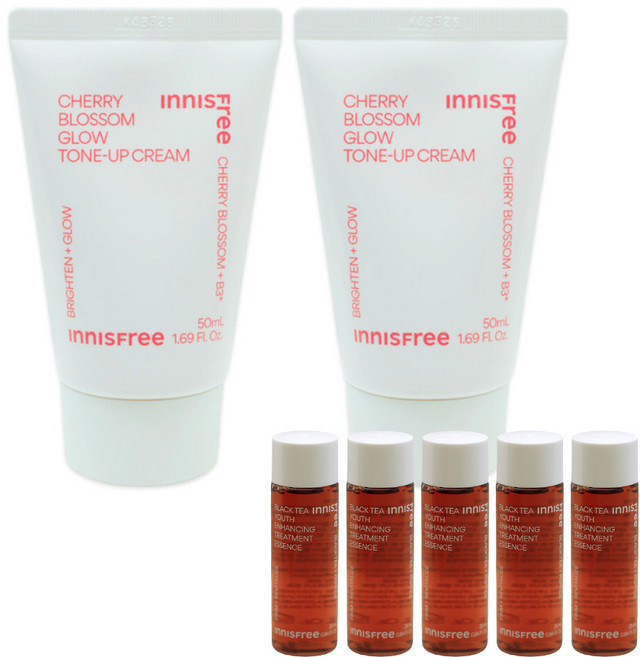 (2개)이니스프리 왕벚꽃 글로우 톤업 크림+(블랙티 트리트먼트25mlX5 증정), 1개, 25ml