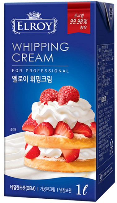엘로이 동물성 휘핑크림, 1개, 1L
