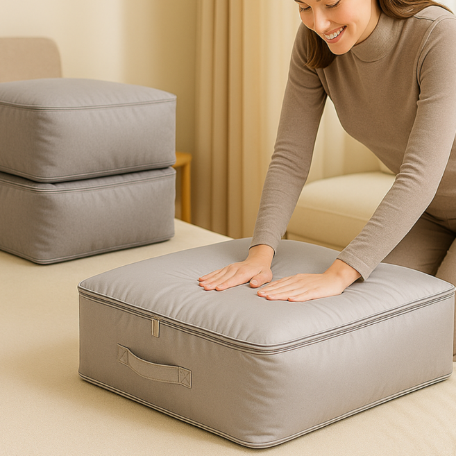 재뉴 대용량 수납 이불 압축 파우치, 그레이, 2개