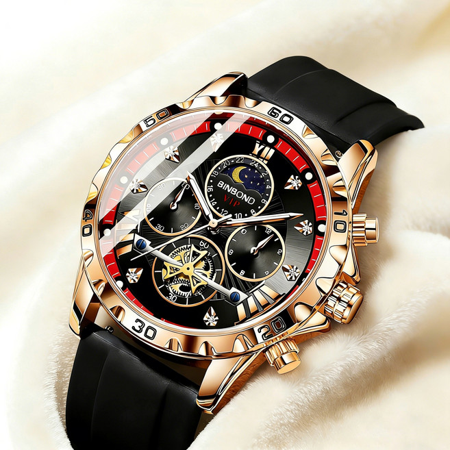 BINBOND 빈티지 클래식 남성 시계 고급 방수 스타일리시 비즈니스 데일리 1개