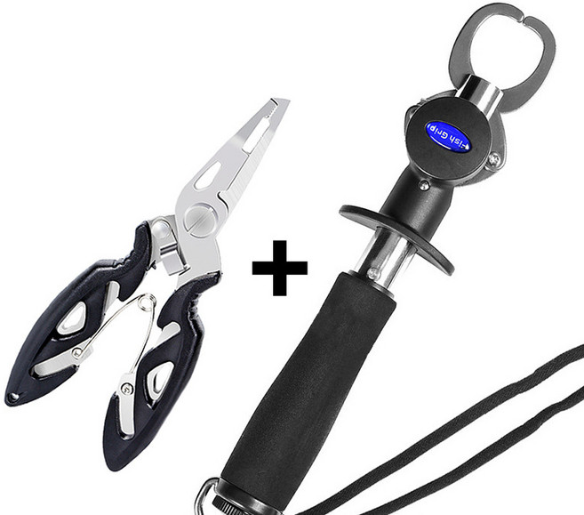 laderive스테인리스 스틸 다기능피싱그립 있습니다 측정 가능 길이무게를 잴 수+피싱 플라이어, 1개, 블랙