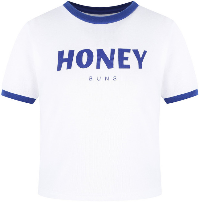 라라콩 여성용 배색 레터링 크롭 반팔 티셔츠