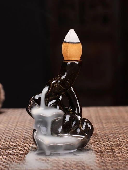 YXYMCF 역류 향로 버너 조롱박 콘 센서 세라믹 미니 책상 장식 겨자 선 향 홀더 1 개, 05 A