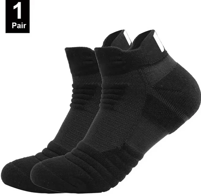 1/3 쌍 미끄럼 방지 축구 양말 남성면 양말 짧은 긴 튜브 축구 농구 스포츠 양말 통기성 탈취제 양말 39-45, 10 1Pair-short-black, 10 1Pair-short-black