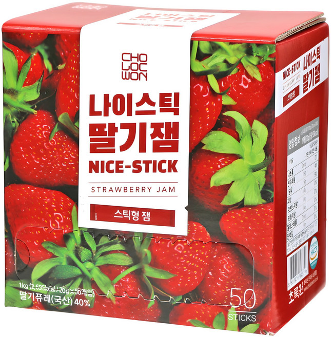 초록원 나이스틱 딸기잼 50p, 1kg, 1개