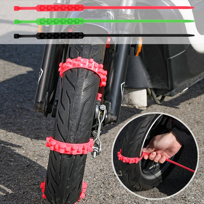 셀링크 오토바이 스노우체인 일회용 케이블타이, 바이크 스노우체인 형광, 10개