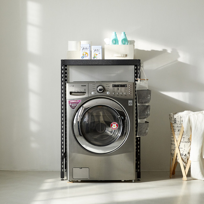 몬스터랙 세탁기랙 3종 스탠드선반 베란다선반 세탁기선반, 블랙, 1단