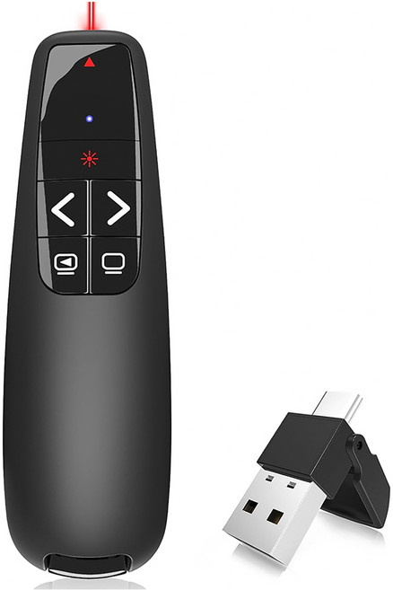 JINPEI 錦沛 專業雷射簡報筆 Type-C & USB-A 雙頭 JL-01B, 1個, 雙電池, 黑色
