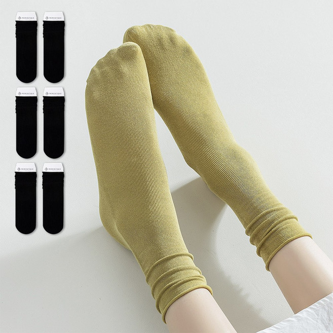 무압박 면 골지 스타킹 양말 6켤레 세트