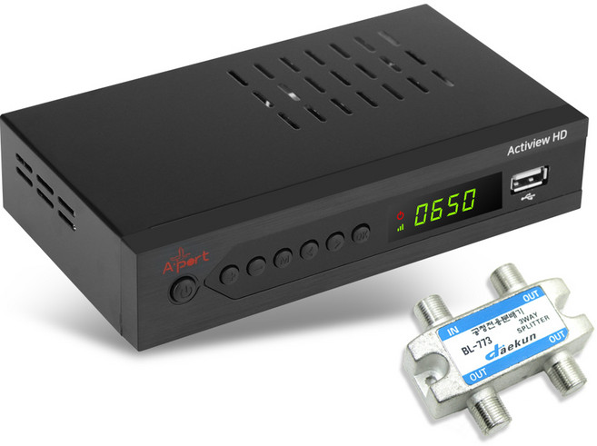 Actiview HD UHD 지상파 TV 수신기 FHD 안테나 셋탑박스, 안테나분배기 3:1 포함, 1개