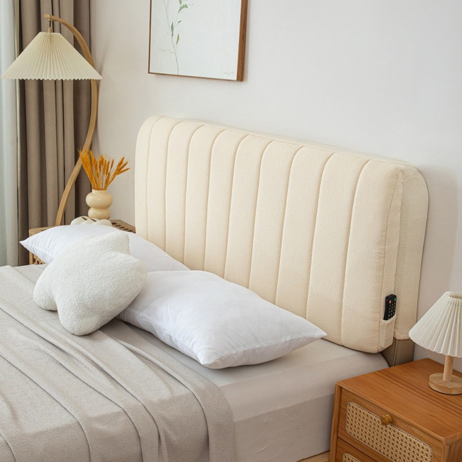 BENRAN 침대헤드보드 메모리폼침대 머리받이 보드 쿠션 헤드보드 안전 벽보호 푹신한 소파 등받이 매트리스 침대보호판 침대헤드, 크림화이트