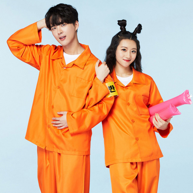 애플티 죄수복 체육대회 졸업사진 컨셉 단체티 118-1 오렌지_긴긴 명찰포함