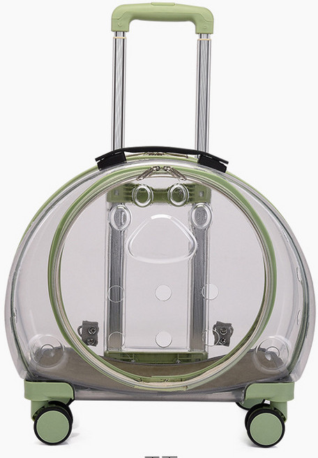 | OKRA 반려동물 전용 사이드 오픈식 이동장 에어박스 버블 캐리어 겸 백팩 멀티 다용도 가능, 녹색, 1개