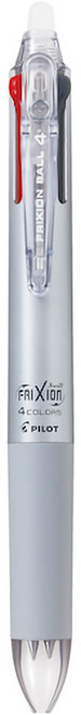 PILOT 百樂 Frixion Ball 4 按鍵式四色魔擦筆, 1個, 銀灰 0.38mm(四色)