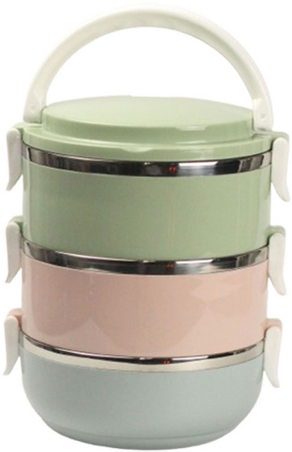 BSI 스텐 찬합 피크닉찬합 직장인 소풍 도시락통 런치박스, 1개, 3단