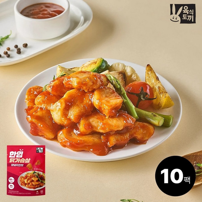 [육식토끼] 닭가슴살 소시지/스테이크/큐브/한입 10팩 골라담기, (한입) 양념치킨 10팩
