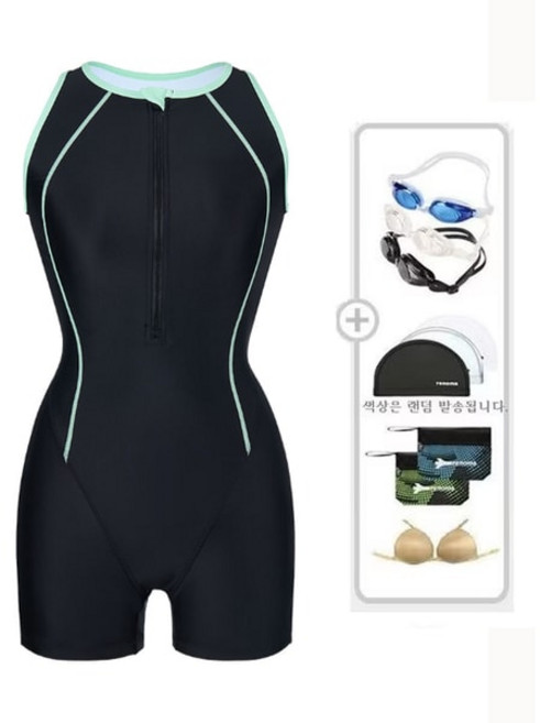 [백화점 정품] 레노마수영복 여성 체형커버 수영복 하프 집업 2부 반신 수경 수모 가방 브라캡 5종세트