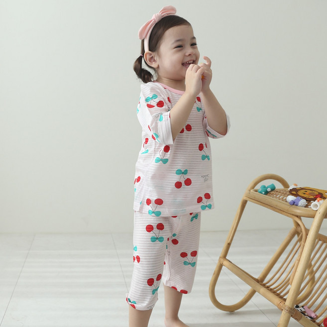 잼베이비 7부 쟈가드 컬러플 유아동 실내복 상하세트 얇고 부드러운 봄가을 여름 간절기 잠옷