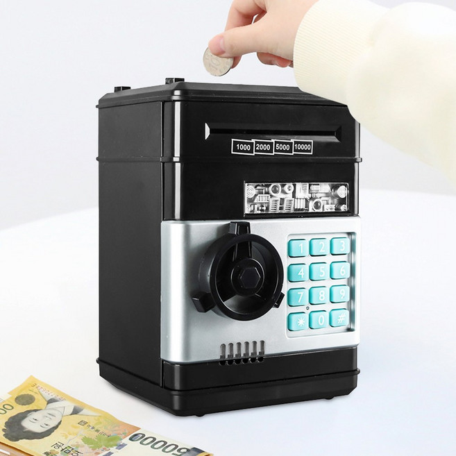 ATM 미니금고 지폐 저금통, 블랙