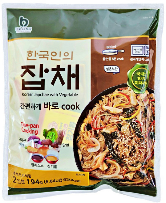 바로쿡 한국인의 잡채 194g(2인분)_원팬 10분 완성 전통 잡채, 1개, 194g