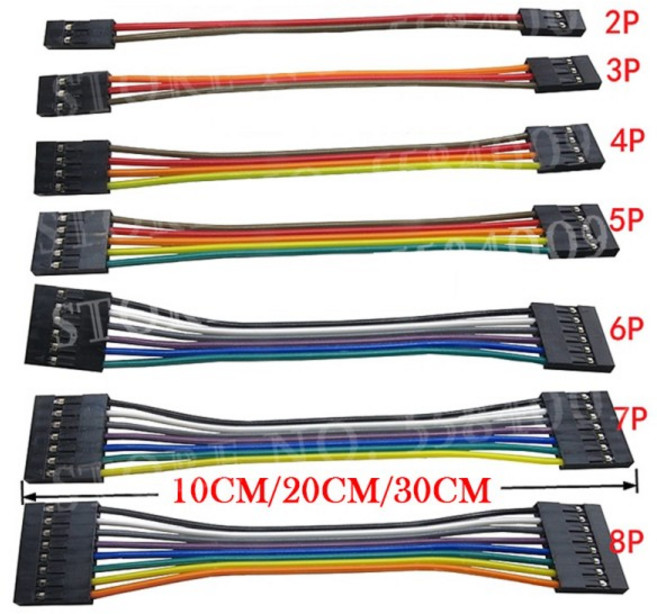 호환 10PCS 2.54MM 와이어 듀퐁 라인 암-암 1P2 3 4 5 6 7 8 9 10 핀 케이블 커넥터 PCB 용 점퍼, 10 2P, 03 20cm