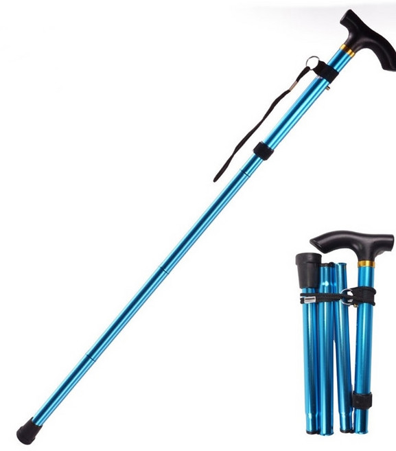G상품연구소 가벼운 3단 접이식지팡이 노인지팡이 효팡이 송해스틱 의료용 노인보행보조기, 블루, 1개