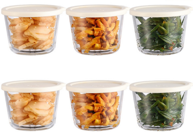 Modora 유리 밀폐용기 밀폐 냉장고용 반찬통 세트, 6개, 화이트