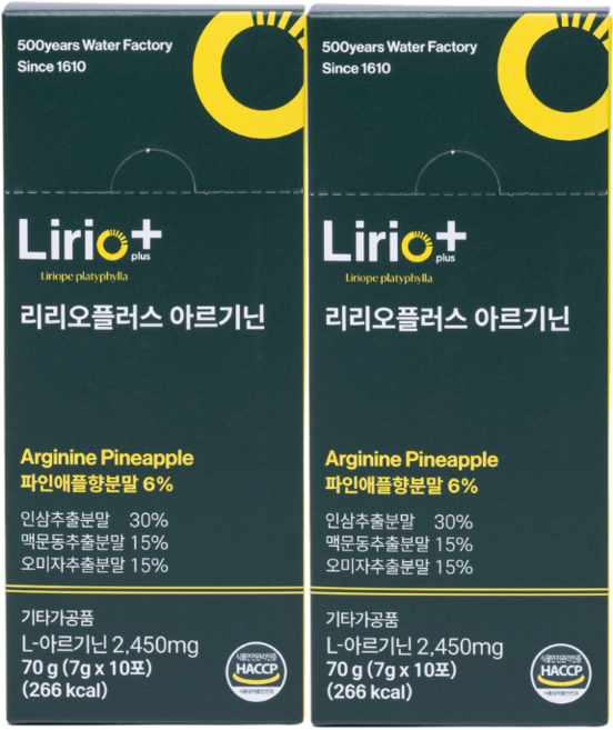 리리오플러스 아르기닌 건강음료 수분보충 활력 갈증해소 생맥산 에너지 스포츠음료, 70g, 2박스