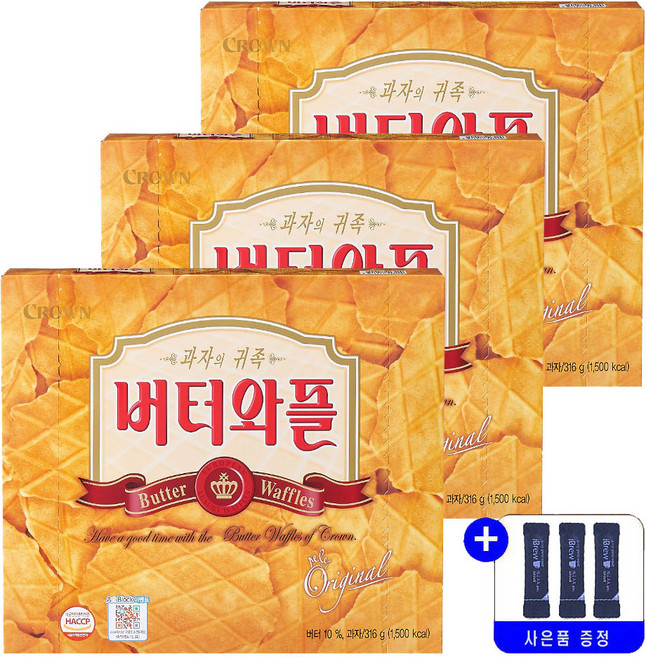 크라운 버터와플 316g 묶음행사+커피사은품 증정, 3개