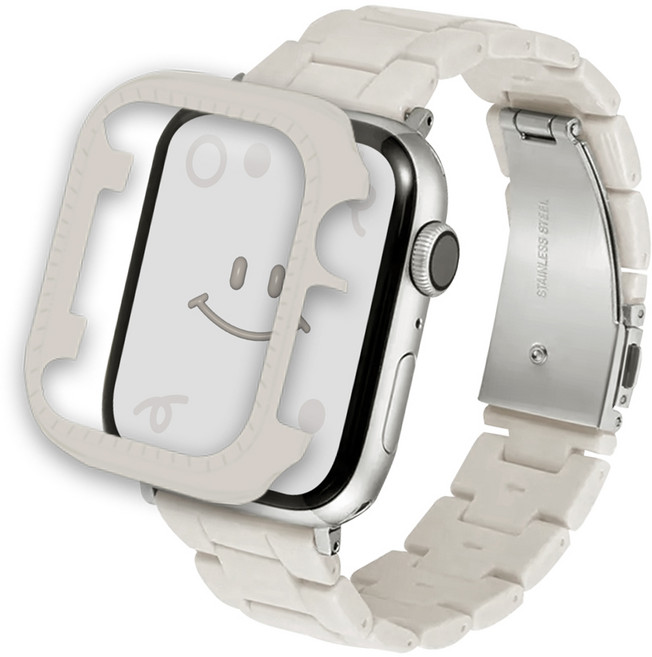 아이메이드잇 애플워치 호환 블럭 스트랩 케이스 세트, 스타라이트