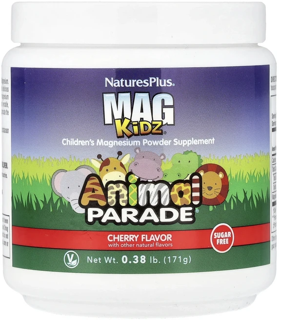 NaturesPlus Mag Kidz Animal Parade 어린이용 마그네슘 파우더 보충제 체리 171g(0.38lb), NaturesPlusMagKidzAnimalParade, 171g, 1개 - 쿠팡