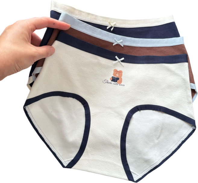 젬버트 여성 귀여운 고탄력 면스판 빅사이즈 순면 삼각팬티 3종세트