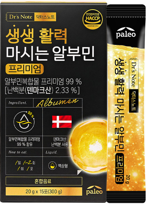 팔레오 닥터스노트 생생 활력 마시는 알부민 프리미엄, 20g, 단품, 15개