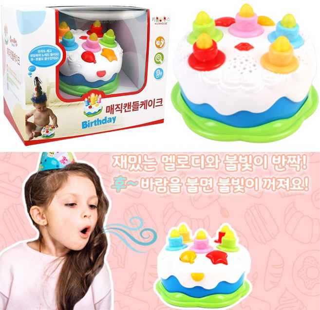 심폐지구발달 불끄기놀이용 생일케잌 완구 창의력 아들래미 인지발달, 1개