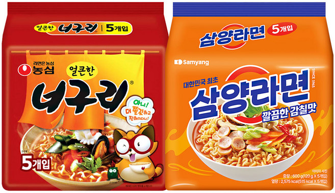 농심너구리얼큰한맛 + 삼양라면 세트, 10개