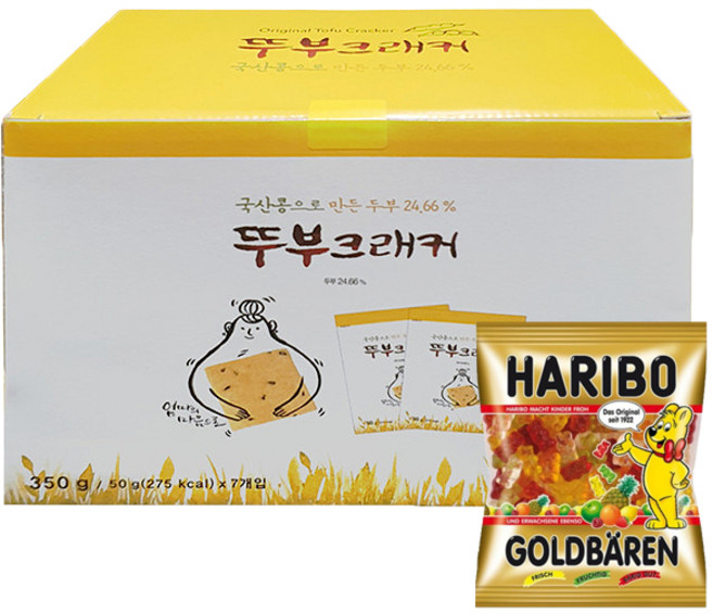 코스트코 뚜부 크래커 350g + 하리보 골드베렌 10.8g 증정 담백 고소 두부 과자 간식 사무실 어린이집, 뚜부크래커+하리보증정, 1개