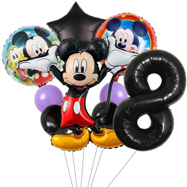미키 미니 마우스 호일 풍선 생일 파티 크리스마스 장식 공기 샤워, 6. 1 set