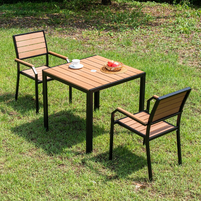 야드니 800X800 수지목 야외 2인 세트 티 카페 정원, 블랙