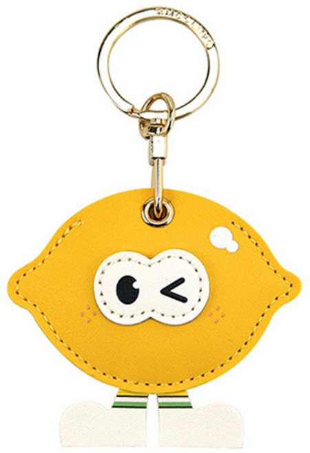 리바앤코 애플 에어태그1/2 키링 열쇠고리 가죽 케이스, 1개, 레몬