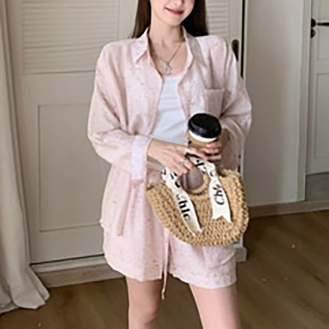 [반애] 셔츠 반바지 데일리 나시 쓰리피스 세트 TDN-0215