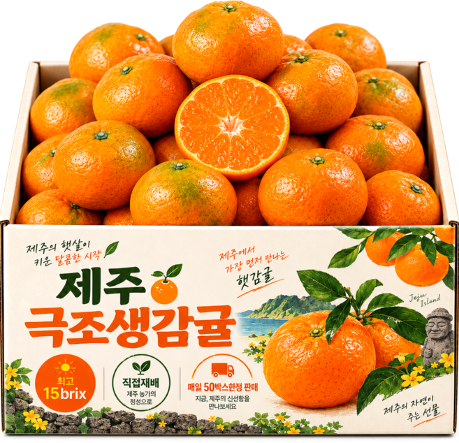 [50박스한정] 최고15brix 감귤 제주 극조생 당일재배, 1박스, 로얄특품 5kg