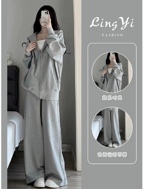 【顯瘦洋氣】大碼運動套裝 衛衣套裝 休閒套裝 運動服 胖mm穿搭 300斤可穿 秋季新款 時尚兩件套 微彈舒適