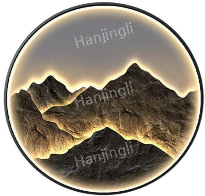 벽등 액자 동양화 벽 램프 산수화 조명 벽조명 인테리어 풍경 표구 민화 일식집, 플러그인, D