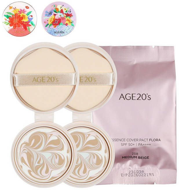 AGE20'S 에이지20s 에센스 커버 팩트 플로라 에디션 홈쇼핑 구성 리필 200%, 21호, 2개
