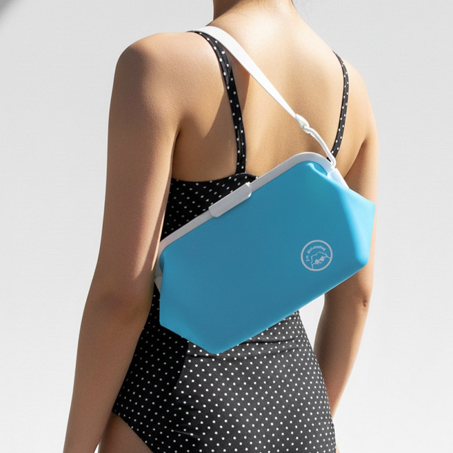 도파밍 빅사이즈 모찌백 네오 수영장 방수 실리콘 파우치 가방, 스카이블루