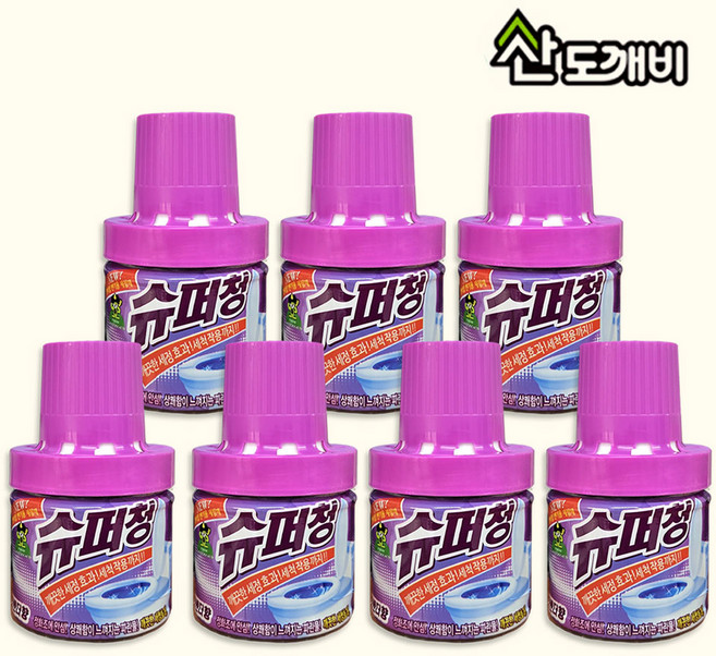 산도깨비 슈퍼청 변기 세정제 크리너 라벤더향, 180g, 7개