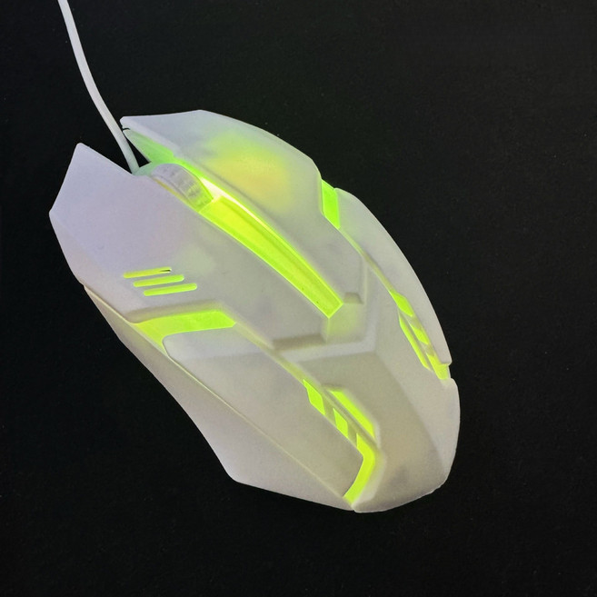 1개 중성 백라이트 7색 발광 게임 유선 마우스 USB 저렴한 마우스 e스포츠 마우스, X1--- 흰색 베어 메탈